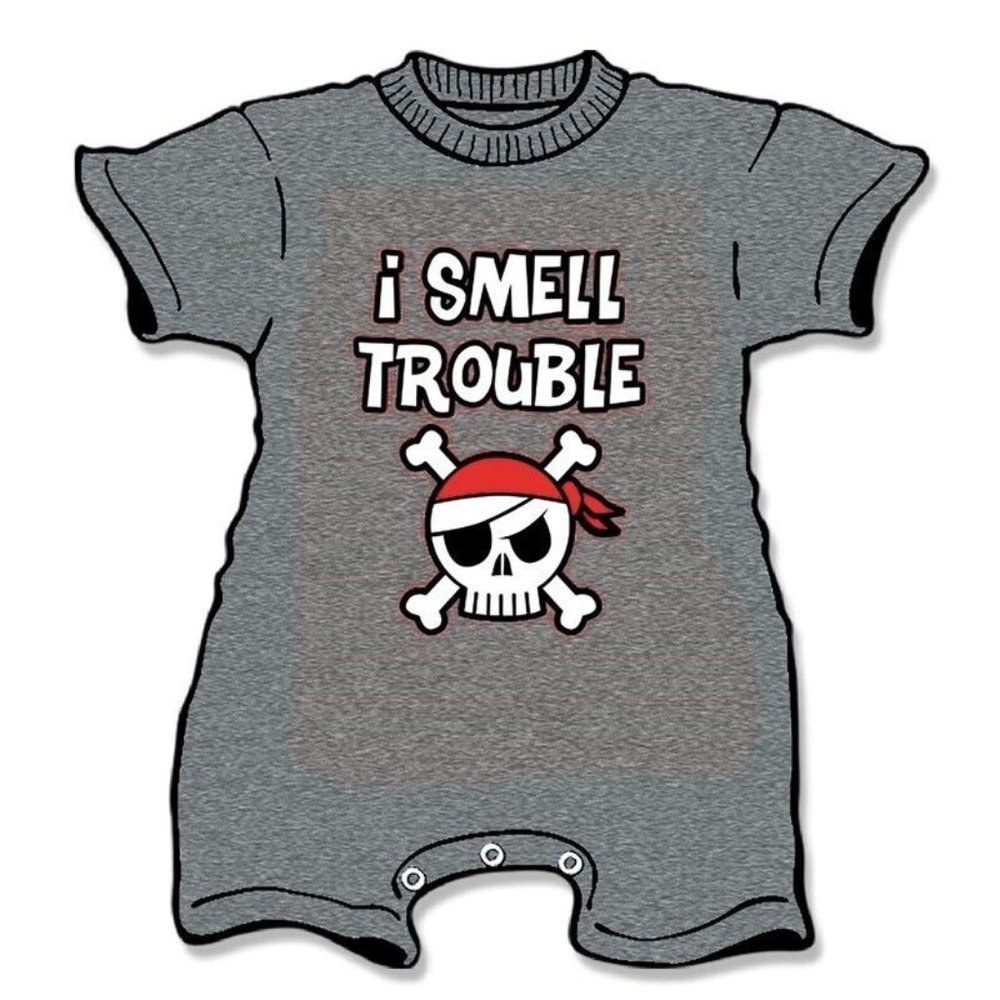 I Smell Trouble Baby Baby Romper One Piece Jumper Bodysuit - NEW Fast Ship